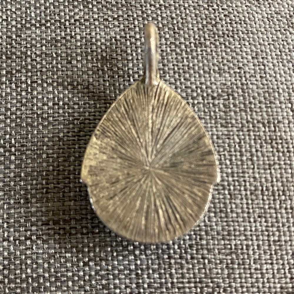 Turquoise Teardrop Pendant Silver Tone Southwestern Style - Picture 3 of 4
